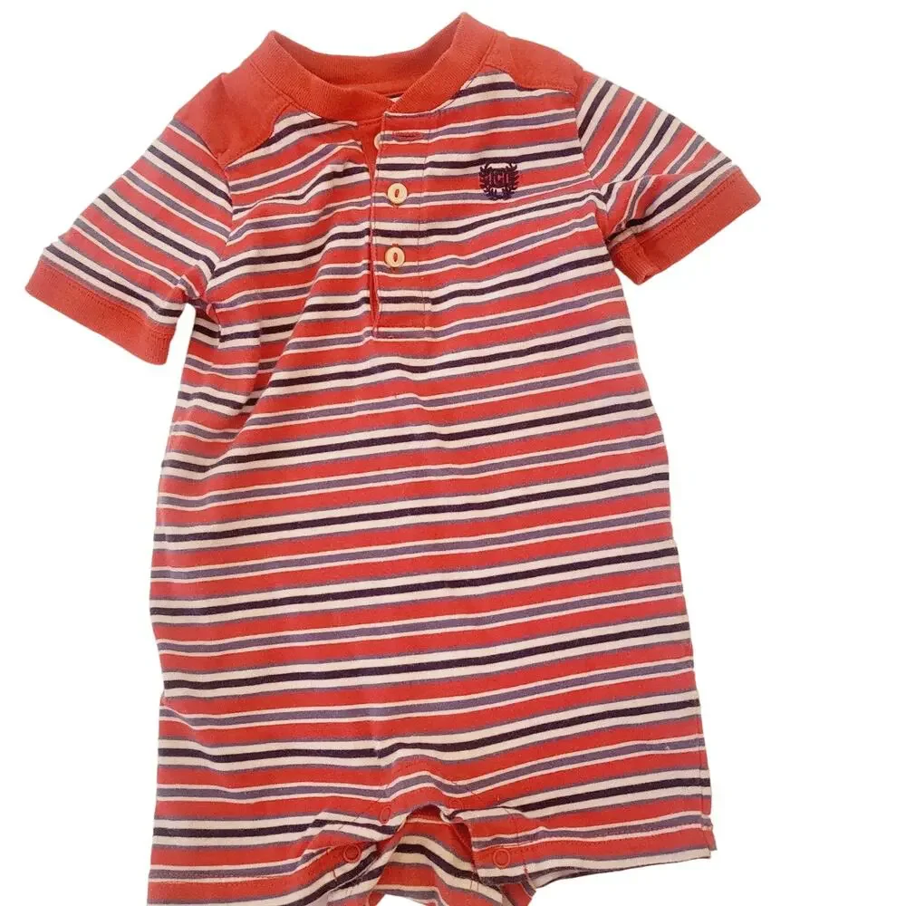 Chaps 9M cotton striped romper and hat